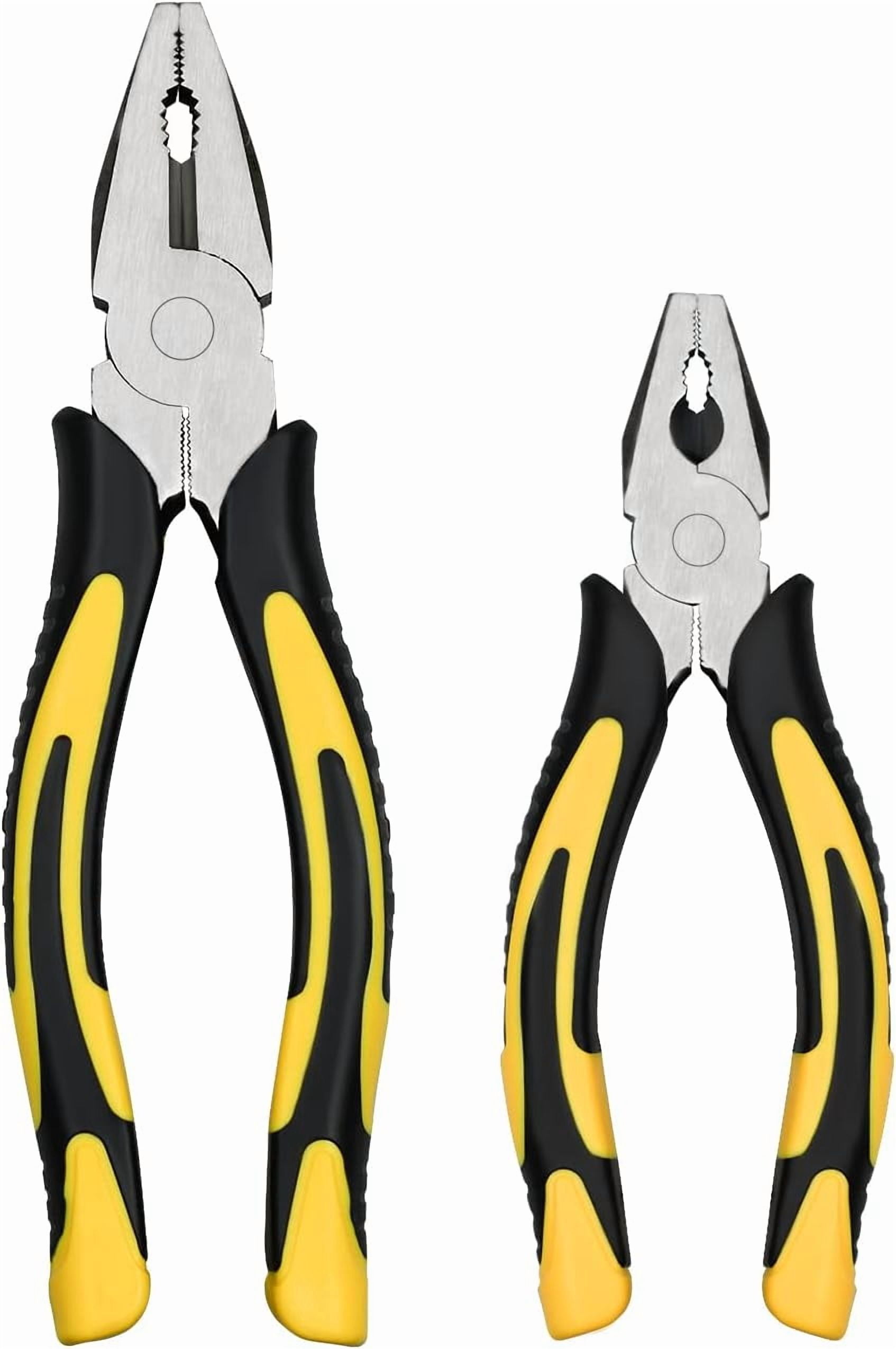 Lineman's Pliers Combination Pliers 6 Inch & 8 Inch Pliers with Wire Cutter， Heavy Duty Chrome Vanadium Steel Construction Professional Handle