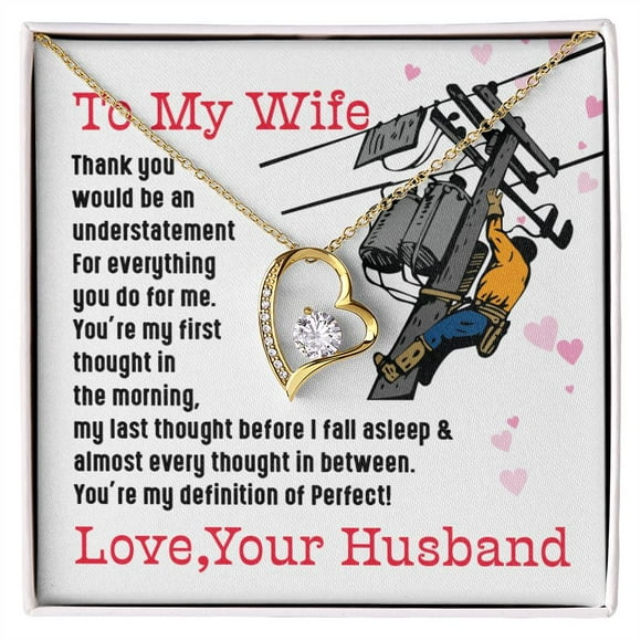 Lineman's Wife - Forever Love Necklace - White Gold or Yellow Gold - Gift Box