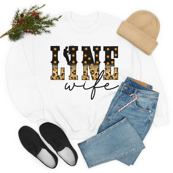 Lineman's Wife Line Wife Retro Lineman Wife Women's Leopard Sweatshirt
