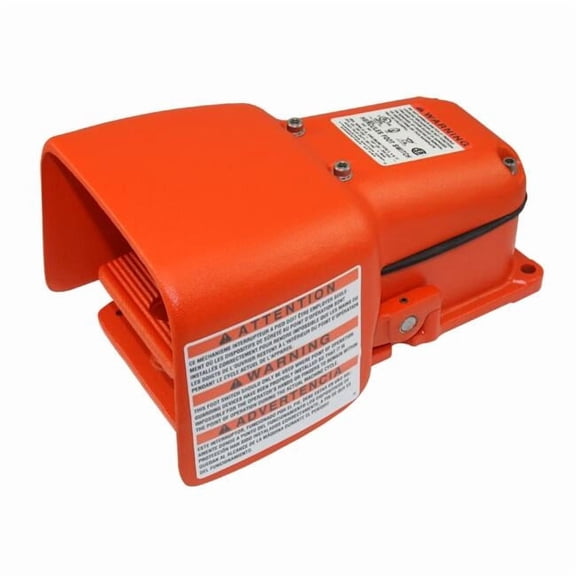 Heavy Duty Foot Switch, SPDT, Momentary, 125/250V AC, 13/2/4, 20, Cast Iron, Orange