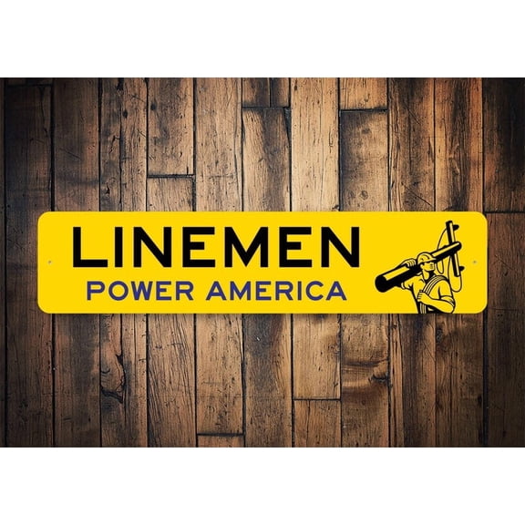 Linemen Sign Linemen Occupation Sign Lineman Worker Custom Linemen Gift Custom Linemen Sign Linemen Working Sign Linemen Husband Sign - Size: 16 x 4 Inches