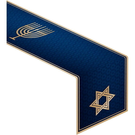Linen 13.8x71'''' Hanukkah Table Runner Memorah Star of David Jewish Chanukah Table Decoration Kitchen Dinning Room Decoration