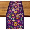 thumbnail image 1 of Linen 13.8x71'''' Sugar Skull Table Runner Mexican Dia De Los Muertos Day of The Dead Marigold Table Decoration for Home Kitchen Dining Room, 1 of 5