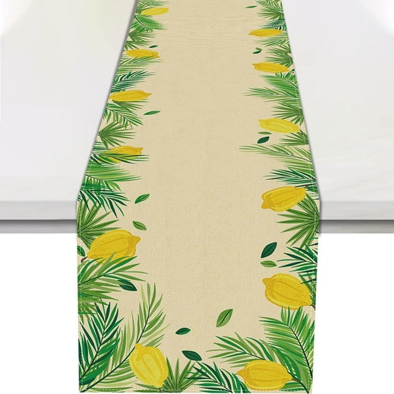 Linen 13.8x71'''' Sukkot Table Runner Etrog Jewish Table Decoration and Supply for Sukkah Kitchen Dinning Room Party Decor