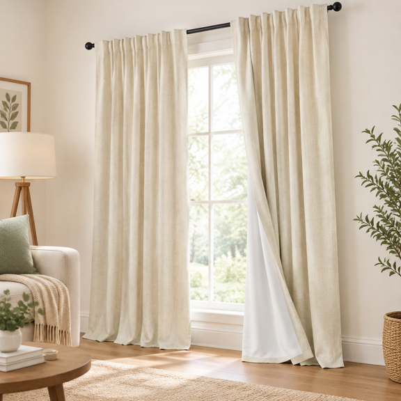 Linen 52"W x 84"L (Pack of 2) Blackout Thermal Farmhouse Curtain Drapes