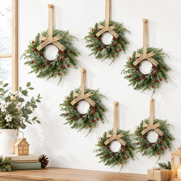 Linen-6 Mini Wreaths for Kitchen, Front Door, and Holiday Decor
