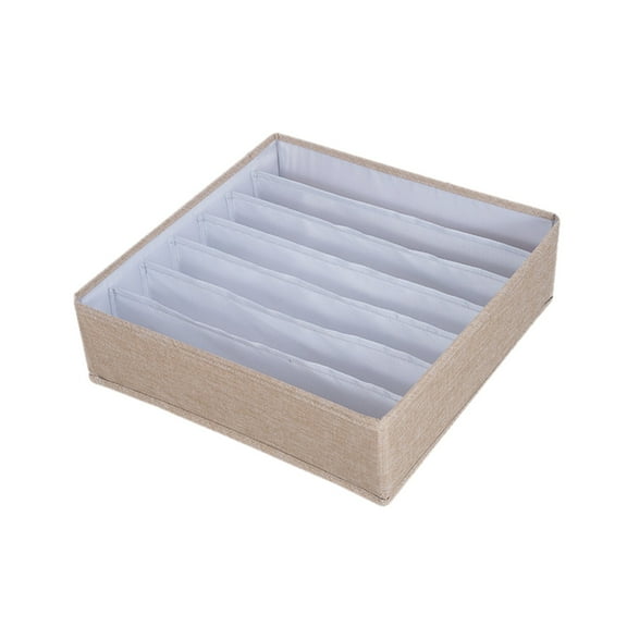 Linen 7 Lattice Finishing Box Underwear Bra Storage Box Folding Storage Bag Washable Storage Hanging,Khaki,Linen