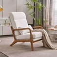 thumbnail image 1 of Linen Accent Chair with Solid Wood Armrest and Ergonomic Backrest, Sturdy Iron Frame Chair, Modern Leisure Chair with Integrated Legs for Living Room, Balcony, 1 of 7