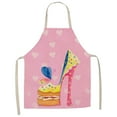 thumbnail image 1 of Linen Apron, Waist Apron, Pink Fashion Print Linen Blend Apron, Sleeveless Smock with Stain Resistance for Cooking, Baking & Housework Activities, by Goohae, 1 of 8
