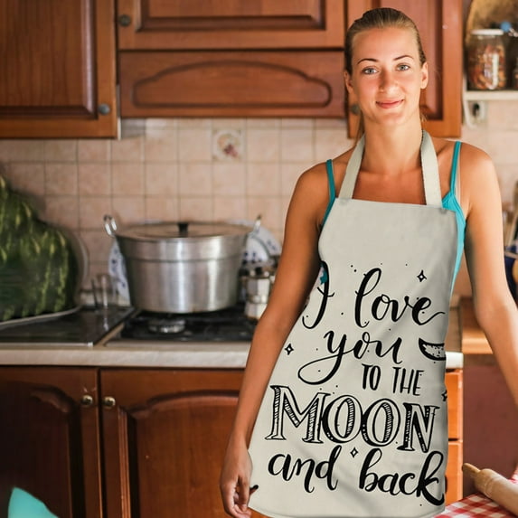 Linen Apron for Adults with Lovely Print - Durable Kitchen & Restaurant Workwear, 68x55cm Easy-Clean Design (Family & Hotel Use) Multicolor
