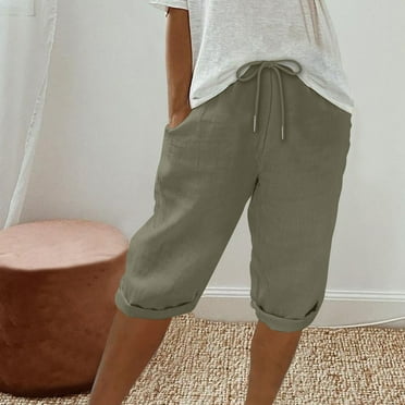 Linen Athletic Shorts for Women Workout Gym Shorts Loose Bermuda Shorts Trendy Causal Short Pants with Pockets