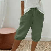 CFDRFGH Linen Athletic Shorts for Women Workout Gym Shorts Trendy Causal Short Pants Loose Bermuda Shorts with Pockets