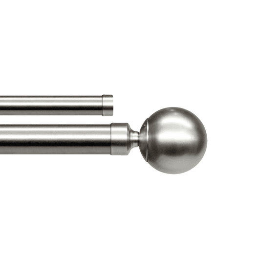 Linen Avenue Ball Double Window Curtain Rod Set, 28 to 48-inch, Polished Nickel