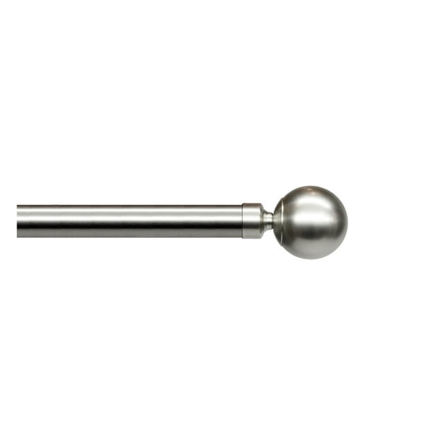 Linen Avenue Ball Single Window Curtain Rod Set, 28 to 48-inch, Polished Nickel