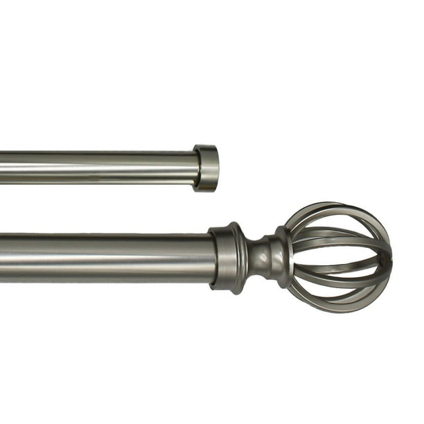 Linen Avenue Cage Double Window Curtain Rod Set, 28 to 48-inch, Polished Nickel