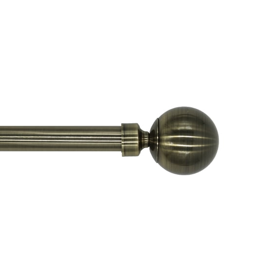 Linen Avenue Classic Ball Single Window Curtain Rod Set, 28 to 48-inch, Antique Brass