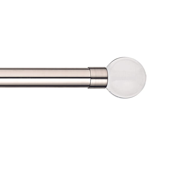 Linen Avenue Clear Acrylic Single Window Curtain Rod Set, 28 to 48-inch, Polished Nickel