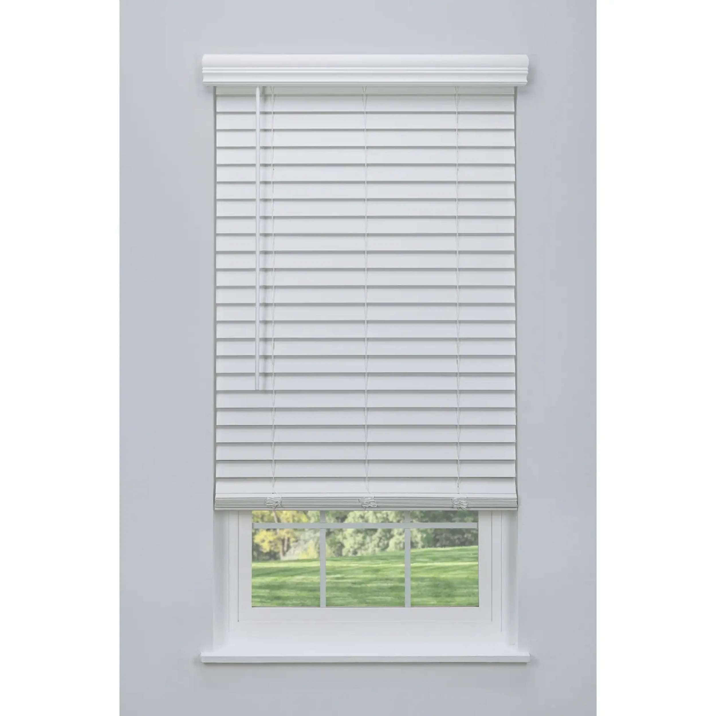 Linen Avenue Cordless 2" Faux Wood Blind White 34 W x 72 H, Partial Inside Mount (Arrives ½ Inch Narrower)