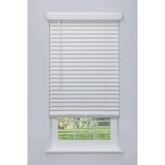 Linen Avenue Cordless 2" Faux Wood Blind White 59 W x 48 H, Partial Inside Mount (Arrives ½ Inch Narrower)