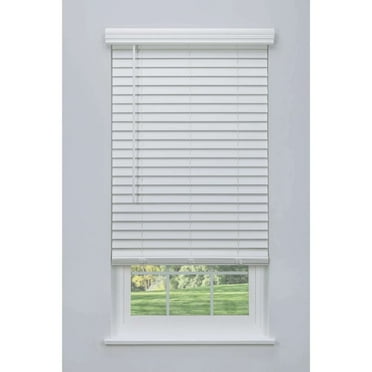 Linen Avenue Cordless 2" Faux Wood Blind White 62 W x 48 H, Partial Inside Mount (Arrives ½ Inch Narrower)