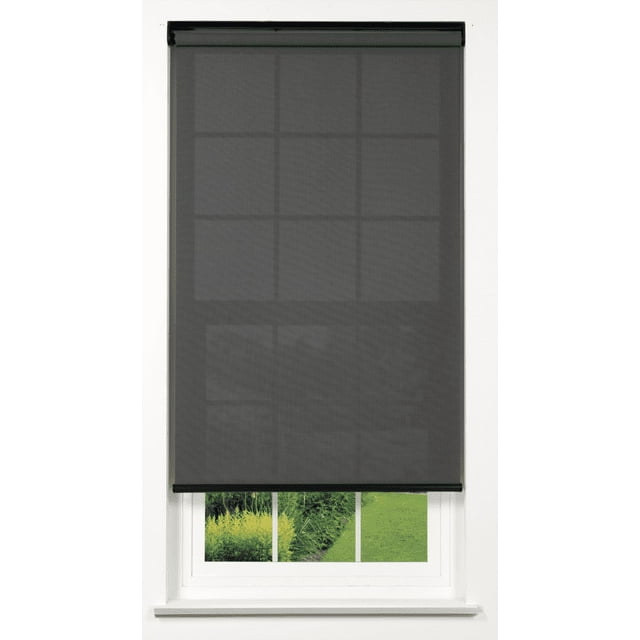 Linen Avenue Cordless 5% Solar Screen Standard Roller Shade, Charcoal 53 W x 78 H (Arrives 1/4" Narrower)