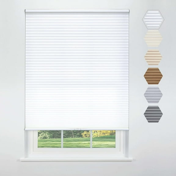 Linen Avenue Cordless Cellular Light Filtering Shade 19 3/4 W x 66 H, White (Arrives 1/4" Narrower)