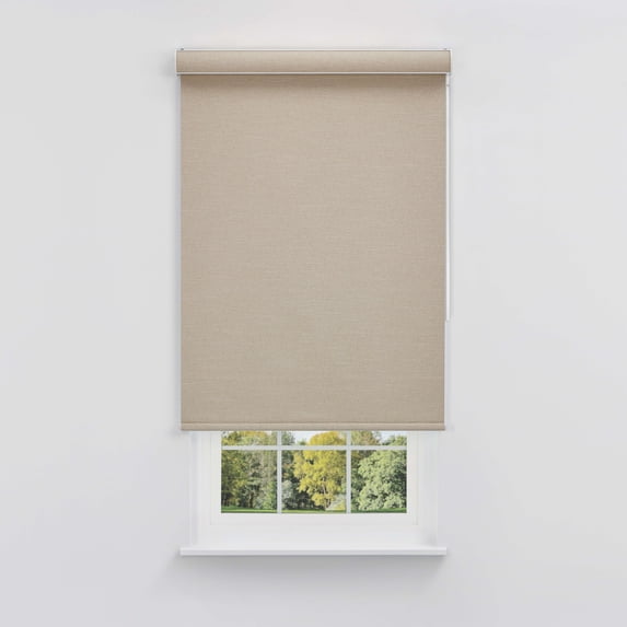 Linen Avenue Cordless Coastal Blackout Cassette Roller Shade with Bloc Wand for Easy Adjustment– UV Protection, Room Darkening–Tan Driftwood 39 W X 66 H (Arrives 1/4" Narrower)