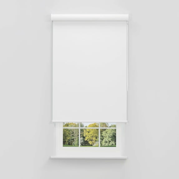 Linen Avenue Cordless Coastal Blackout Cassette Roller Shade with Bloc Wand for Easy Adjustment– UV Protection, Room Darkening–White Sand 38 W X 78 H (Arrives 1/4" Narrower)