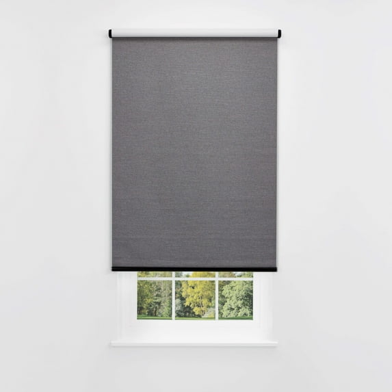 Linen Avenue Cordless Coastal Blackout Standard Roller Shade– UV Protection, Room Darkening Window Covering for Home & Office – Charcoal Cove 27 W X 66 H (Arrives 1/4" Narrower)