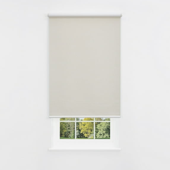 Linen Avenue Cordless Coastal Blackout Standard Roller Shade– UV Protection, Room Darkening Window Covering for Home & Office –Sandbar Cream 55 W X 66 H (Arrives 1/4" Narrower)