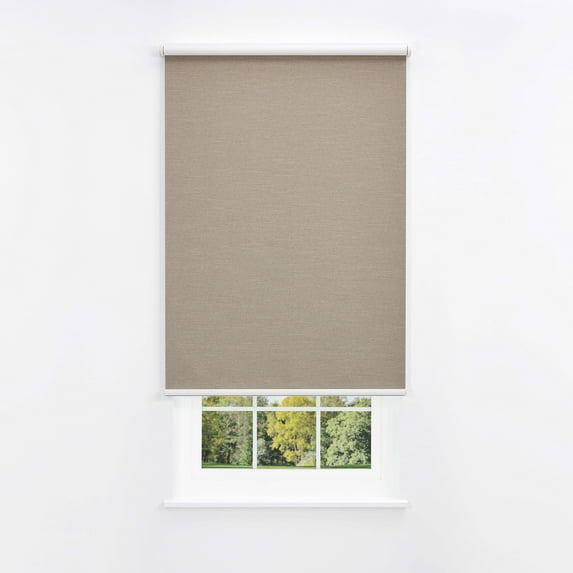 Linen Avenue Cordless Coastal Blackout Standard Roller Shade– UV Protection, Room Darkening Window Covering for Home & Office –Tan Driftwood 31 W X 78 H (Arrives 1/4" Narrower)