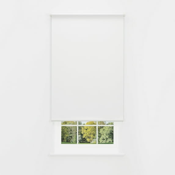 Linen Avenue Cordless Coastal Blackout Standard Roller Shade– UV Protection, Room Darkening Window Covering for Home & Office –White Sand 67 W X 66 H (Arrives 1/4" Narrower)