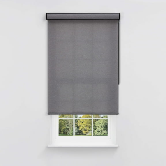 Linen Avenue Cordless Coastal Light-Filtering Cassette Roller Shade with Bloc Wand for Easy Adjustment Soft Light Control, UV Protection Charcoal Cove 59 W X 78 H (Arrives 1/4" Narrower)