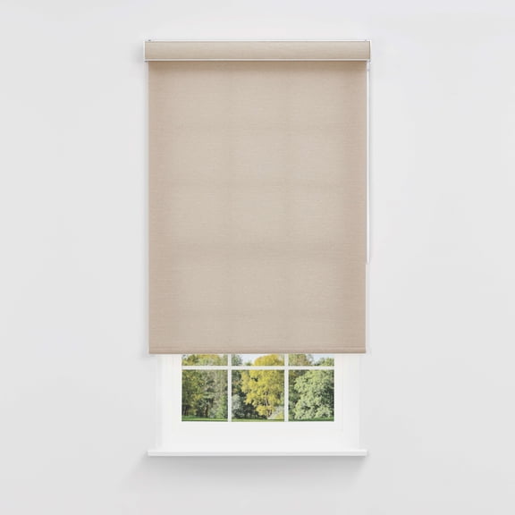 Linen Avenue Cordless Coastal Light-Filtering Cassette Roller Shade with Bloc Wand for Easy Adjustment Soft Light Control, UV ProtectionTan Driftwood 63 W X 78 H (Arrives 1/4" Narrower)