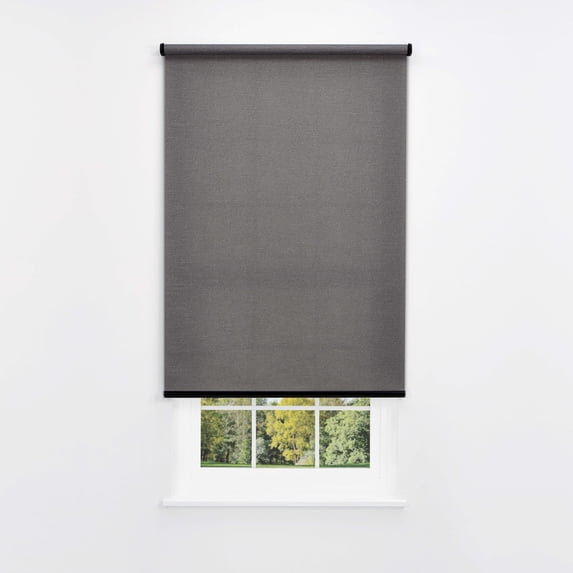 Linen Avenue Cordless Coastal Light-Filtering Standard Roller Shade– Soft Light Control, UV Protection Window Covering for Home & Office – Charcoal Cove 58 W X 78 H (Arrives 1/4" Narrower)