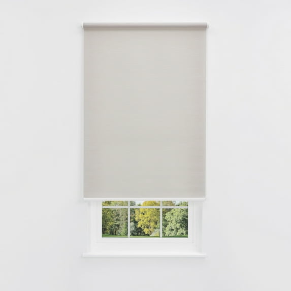 Linen Avenue Cordless Coastal Light-Filtering Standard Roller Shade– Soft Light Control, UV Protection Window Covering for Home & Office –Khaki Cliffs 44 W X 66 H (Arrives 1/4" Narrower)