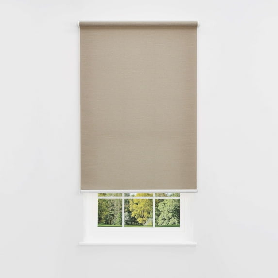 Linen Avenue Cordless Coastal Light-Filtering Standard Roller Shade– Soft Light Control, UV Protection Window Covering for Home & Office –Tan Driftwood 72 W X 66 H (Arrives 1/4" Narrower)