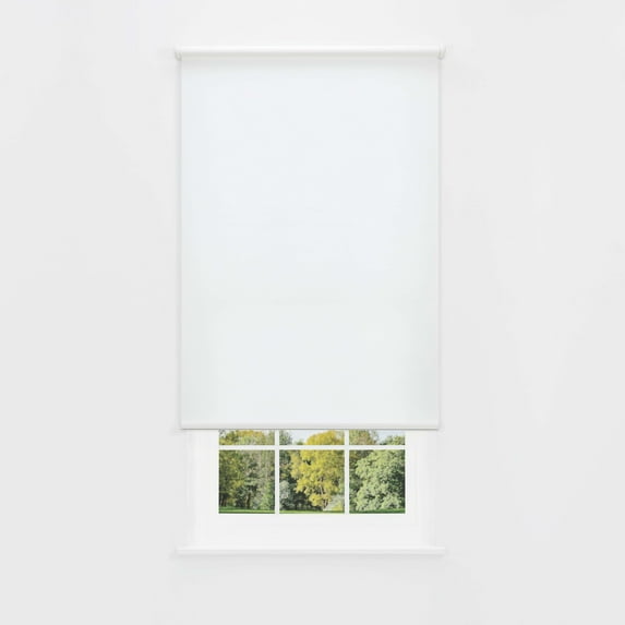 Linen Avenue Cordless Coastal Light-Filtering Standard Roller Shade– Soft Light Control, UV Protection Window Covering for Home & Office –White Sand 67 W X 66 H (Arrives 1/4" Narrower)