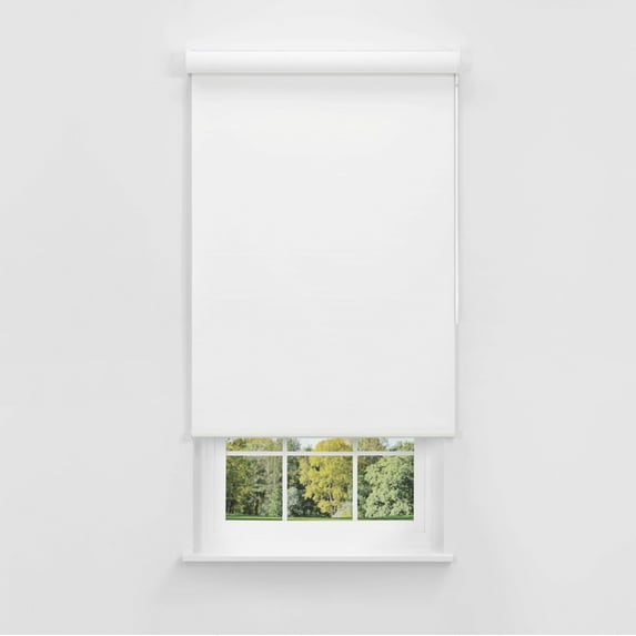 Linen Avenue Cordless Mojave Blackout Cassette Roller Shade with Bloc Wand for Easy Adjustment– UV Protection, Room Darkening–White Poppy 21 W X 66 H (Arrives 1/4" Narrower)