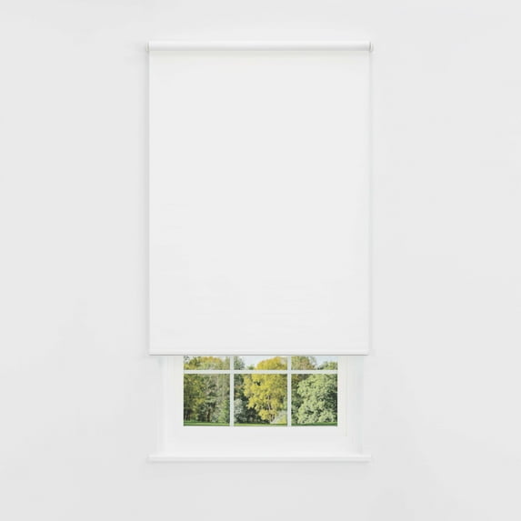 Linen Avenue Cordless Mojave Blackout Standard Roller Shade– UV Protection, Room Darkening Window Covering for Home & Office –White Poppy 43 W X 66 H (Arrives 1/4" Narrower)