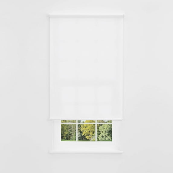 Linen Avenue Cordless Mojave Light-Filtering Standard Roller Shade– Soft Light Control, UV Protection Window Covering for Home & Office –White Poppy 34 W X 66 H (Arrives 1/4" Narrower)
