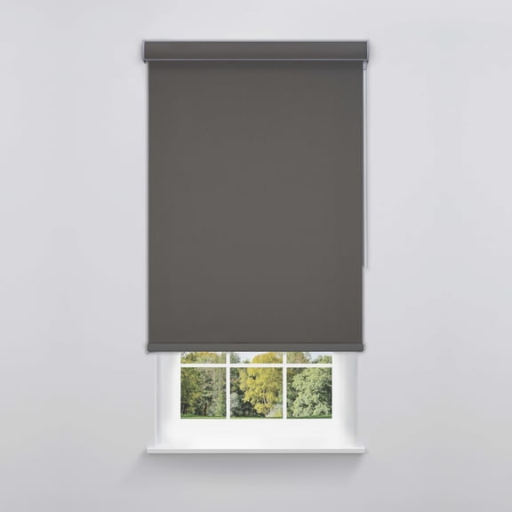 Linen Avenue Cordless Sierra Blackout Cassette Roller Shade with Bloc Wand for Easy Adjustment– UV Protection, Room Darkening– Charcoal Summit 47 W X 78 H (Arrives 1/4" Narrower)
