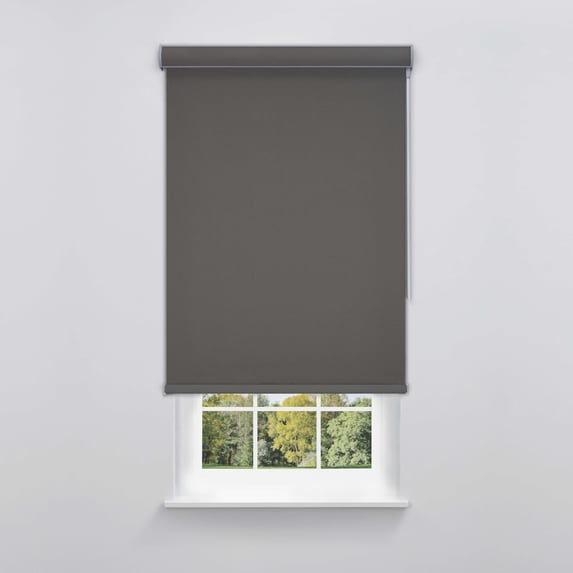 Linen Avenue Cordless Sierra Blackout Cassette Roller Shade with Bloc Wand for Easy Adjustment– UV Protection, Room Darkening– Charcoal Summit 54 W X 66 H (Arrives 1/4" Narrower)
