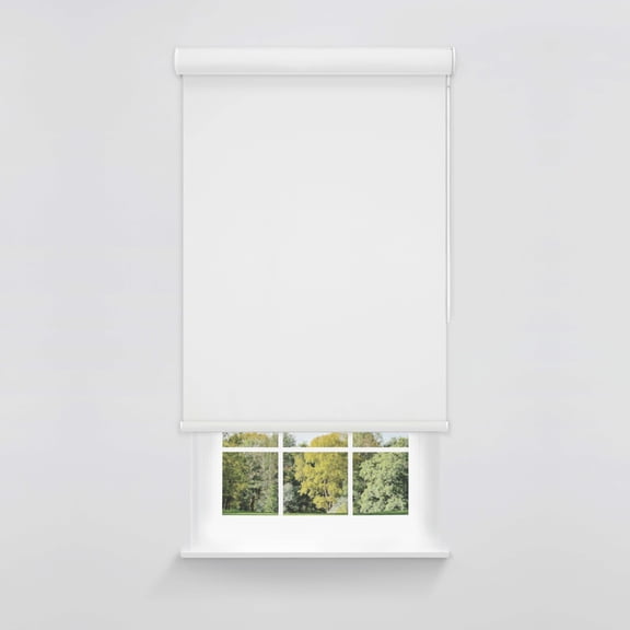 Linen Avenue Cordless Sierra Blackout Cassette Roller Shade with Bloc Wand for Easy Adjustment UV Protection, Room DarkeningWhite Aspe 55 W X 66 H (Arrives 1/4" Narrower)