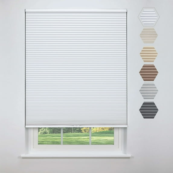 Linen Avenue Cordless Standard Blackout Cellular Shade 48 W x 66 H, White (Arrives 1/4" Narrower)
