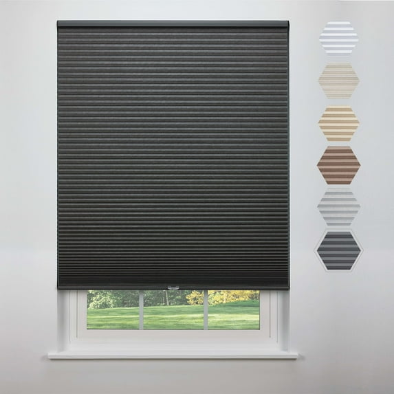 Linen Avenue Cordless Standard Blackout Cellular Shade 54 W x 84 H, Dark Grey (Arrives 1/4" Narrower)