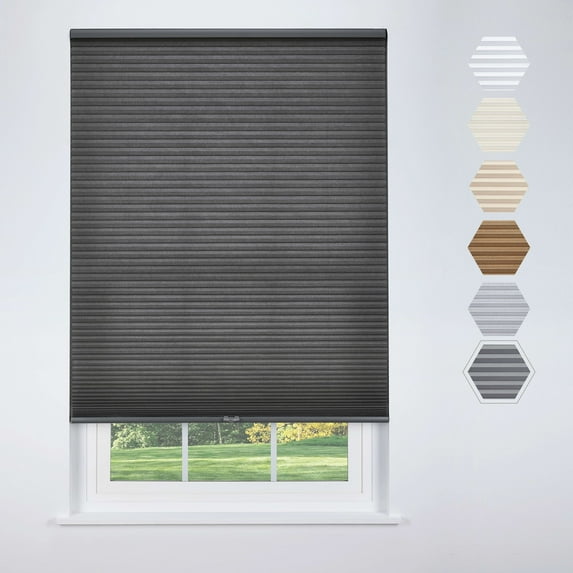 Linen Avenue Cordless Standard Light Filtering Cellular Shade 48 1/2 W x 84 H, Dark Grey (Arrives 1/4" Narrower)