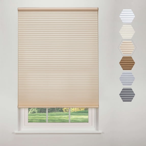 Linen Avenue Cordless Standard Light Filtering Cellular Shade 68 W x 48 H, Muslin (Arrives 1/4" Narrower)
