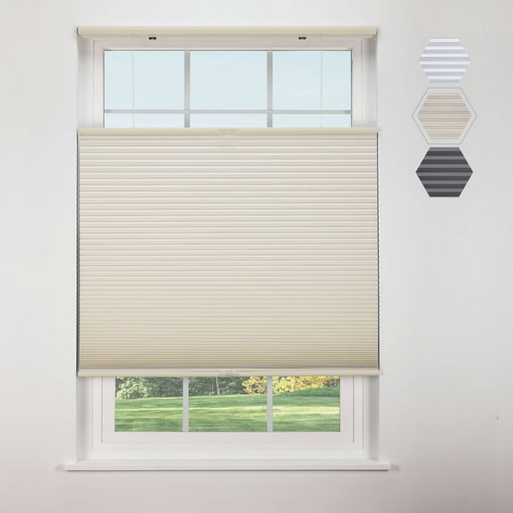 Linen Avenue Cordless Top Down Bottom Up Blackout Cellular Shade 32 W x 84 H, Seashell (Arrives 1/4" Narrower)