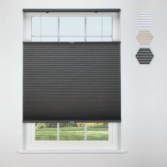 Linen Avenue Cordless Top Down Bottom Up Blackout Cellular Shade 48 W x 48 H, Dark Grey (Arrives 1/4" Narrower)